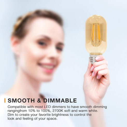 Hong-in T45 Dimmable LED Light Bulbs 6W 2700K Warm White,E26 Base 120Volts LED Bulb for Industrial Touch Control Table Lamps Crystal Table Lamp Fl...