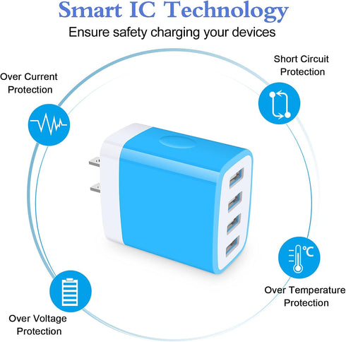 iPhone 13 Charger Block Fast Charging 4.8A Multi Port USB Charger Wall Plug Power Adapter Charging Box Cube Brick for iPhone 15/14/13/12/11 Pro Ma...