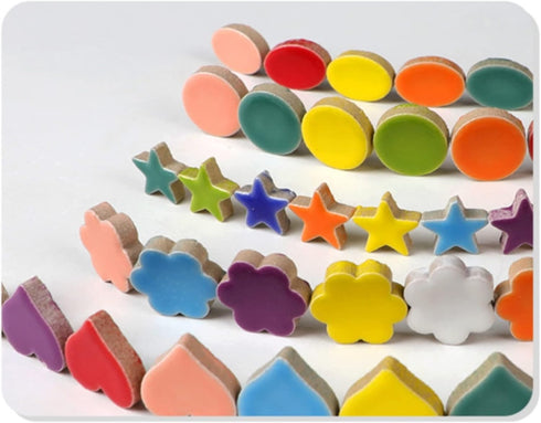 Mosaic Tiles - Ceramic Circular Bulk Mosaic Tile Assortment - 1.5x1.5 cm Mixed Colors Glass Tile - 42pcs/100g Craft and Backsplash Tile (Circular ...
