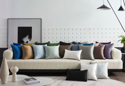 Black Pillow Covers Decorative Throw Pillow Cover Solid Satin Fabric Black and White Piping Living Room Couch Bedroom Sofa Square Cushion Cover Pi...