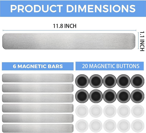 Magnet Bulletin Board 6 Pcs Metal Magnet Boards Frameless Magnetic Stainless Iron Board Strip Display Board with 20 pcs Magnet Memo Strip for Offi...