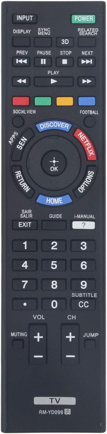 RM-YD099 Replace Remote Control fit for Sony TV KDL-42W805B XBR-49X855B KDL-50W805B KDL-50W807B XBR-55X855B KDL-55W805B KDL-55W950B KDL-60W855B KD...