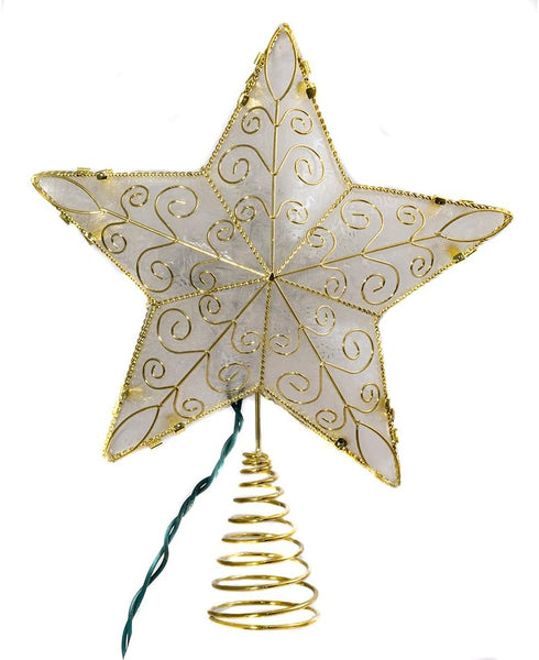 Kurt Adler UL1881 10 Light 8.5-Inch Gold Reflector Star Treetop...
