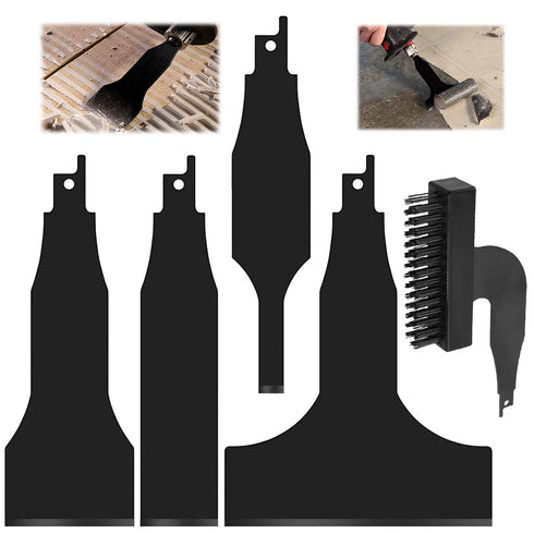 5PCS Reciprocating Saw Spatula Brush Set, Reciprocating Saw Saber Blade, Reciprocating Saw Attachment Includes Reciprocating Saw Shovel and Wire B...