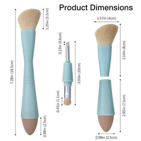 Multi-Tasker 4-in-1 Makeup Brush -Applicator Tool - Vegan & Travel-Friendly All-in-One Beauty Tool for On-the-Go Glam...