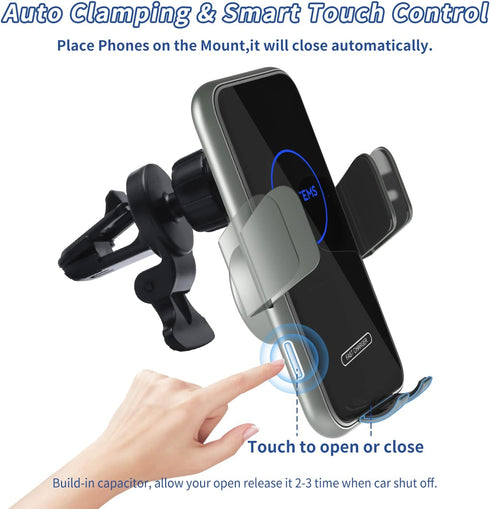 15W Fast Car Mount Charger, Charging Wireless Car Charger Phone Mount Phone Stand, Car Charger for iPhone 15 14 13 12 11 Pro Max, Samsung etc Wind...