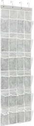 Simple Houseware 24 Pockets - Crystal Clear Over The Door Hanging Shoe Organizer, Gray (64'' x 19'')...
