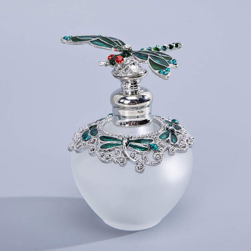 YU FENG 40ml Fancy Empty Crystal Perfume Bottle with Green Dragonfly Stopper Rhinestones Bejewelled Refillable Glass Bottle Containers...