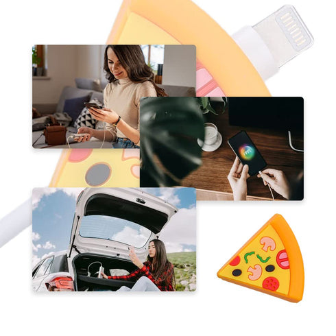 Charging Cable Protectors 3 Pcs Cute Cable Protector Savers Pizza Shape USB Charger Protectors for Cellphone Accessories Charger Cord...