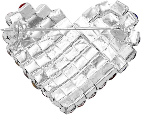 Rosemarie & Jubalee Women's USA Patriotic American Flag Crystal Rhinestone Heart Brooch Lapel Pin, 1.5"...