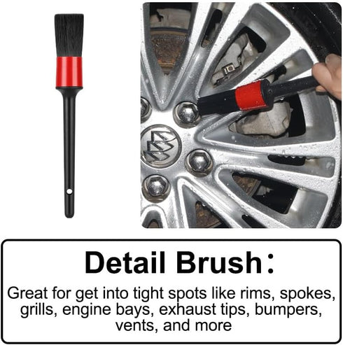 Car Wheel Rim Tire Brush Set, Car Detailing Wash Kit, Long Soft Wheel Brush, Car Detail Brushes Accessories for Automotive Cleaning Wheels, Interi...