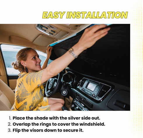 kinder Fluff Patented Windshield Sunshade | Reflective & Foldable Windshield Sun Cover & 99% UV Rays Block | Car Window & Car Interior Accessories...