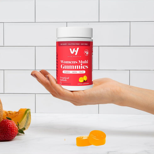 VitaHustle Womens Multivitamin Gummies, Vegan, Biotin, Folate, Female Health, Hair, Skin & Nails, Low Sugar, Non GMO, Tropical Splash, 50 Count...