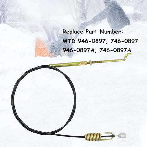 946-0897 Auger Clutch Cable for MTD Craftsman Cub Cadet Ryobi Yard Man Husky Troy-Bilt Snowblowers 946-0897A 746-0897 746-0897A, Cable Length 45"...