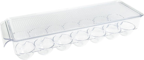 Kitchen Spaces KSEG12-AMZ Egg Tray 14pc Stackable Food Storage Organizer for Refrigerator, 14.5" x 3" x 4.5", Clear...