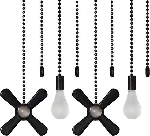 12 inch Ceiling Fan Pull Chain with Decorative 3 mm Frosted Light Bulb and Fan Cord Extender Chains for Mounted Ceiling Fans and Light Fixtures (M...
