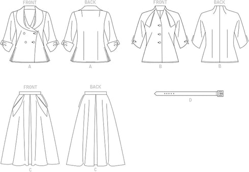 Vogue Misses' Blouse, Belt, and Skirt Sewing Pattern Kit, Code V1863, Sizes 16-18-20-22-24, Multicolor...
