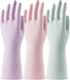 COOLJOB 3 Pairs Reusable Rubber Gloves for Dishwashing Cleaning Bleaching, Grippy Latex Dish Washing Gloves with Flocked Cotton Liner, Water Resis...