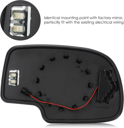 Driver Left Side Heated Mirror Glass with Turn Arrow Signal for 2003-2006 Cadillac Escalade ESV EXT Chevy Avalanche Silverado Suburban Tahoe for G...