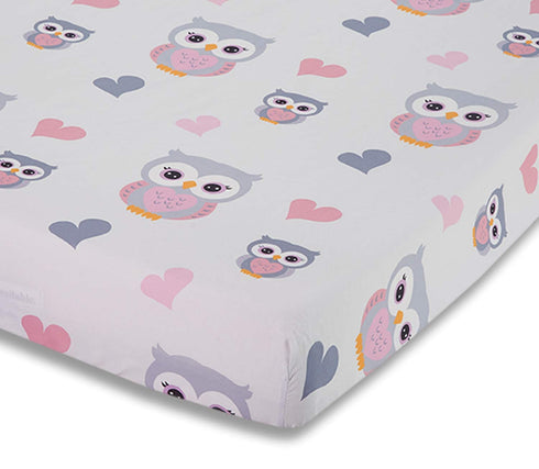EVERYDAY KIDS Baby Girl Fitted Crib Sheet Sweet Owls, 100% Soft Breathable Microfiber Baby Sheet, Fits Standard Size Crib Mattress 28in x 52in, Nu...
