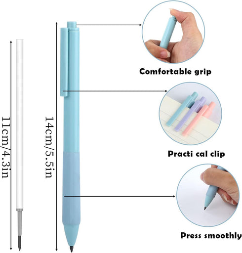LUTER 3pcs Inkless Magic Pencil, Erasable Infinity Everlasting Pencil with 3 Replacement Refills Push-to-Compress Design Eternal Pencil for School...