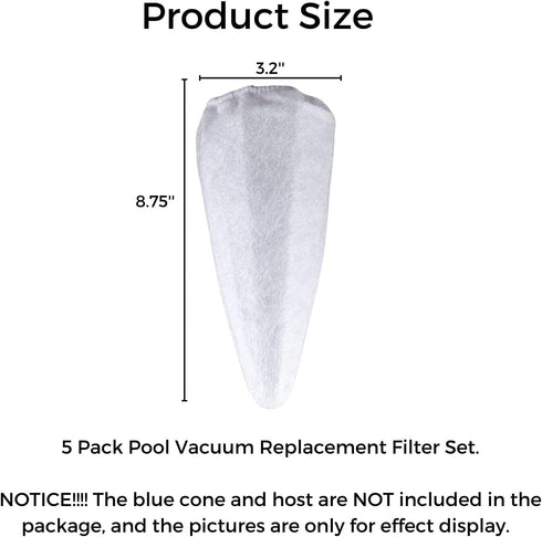 5 Packs Replacement Vacuum Filter Cotton for Pool Blaster Pool Cleaner Bag Centennial, Eclipse,Ivac M3,Ivac 350, Rush X21,Pulse,Fusion PV-10...