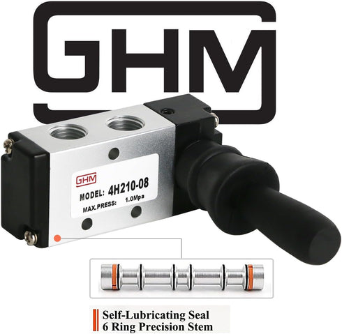 GHM PNEUMATIC 1/4"NPT 5 Way 2 Postion Lever Operated Valve Pneumatic Manual Valve Manual Control 4H210-08...