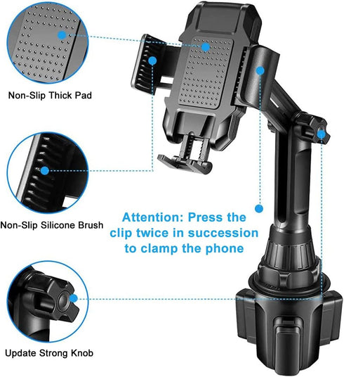Cup Phone Holder for Car, Easy to Install & Height Adjustable, Suitable for iPhone, Samsung, All 4-6.7in Cell Phones......