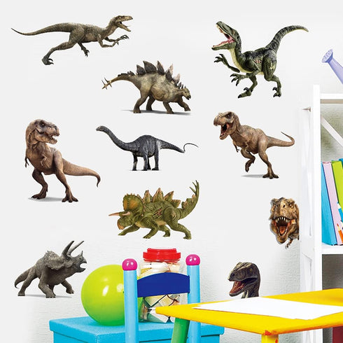Kiddle 3D Watercolour Dinosaur Kids Wall Stickers, Peel and Stick Removable Wall Decals for Kids Nursery Bedroom Living Room...