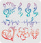 FINGERINSPIRE Music Note Stencils Template 11.8x11.8inch Plastic Heart Notes Stencils Various Shapes Notes Pattern Reusable Stencils for Painting ...