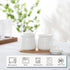 HAOTOP Ceramic Sugar Bowl 2 Pack, PorcelainJar with Tray, Spoon and Lid for Sugar, Pepper, Coffee, Spice, Salt, 12 Ounces (White)...