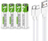 Rechargeable AAA Batteries 1.5V 550mWh USB Lithium ion Rechargeable AAA Battery with USB Type C Charging Cable, High Capacity Fast Charge, 1200 Cy...