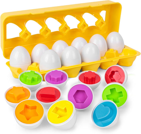 HANSGO 12PCS Matching Eggs shape sorter toy for toddlers 1-3 Educational Toy for Kids Baby Easter Toy Eggs for Boys Girls...