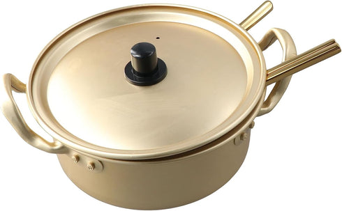 Ramen Pot, Korean Ramen Cooking Pot With Lid Spoon and Chopsticks, Fast Heating For Kitchen Cookware (Double handle)...