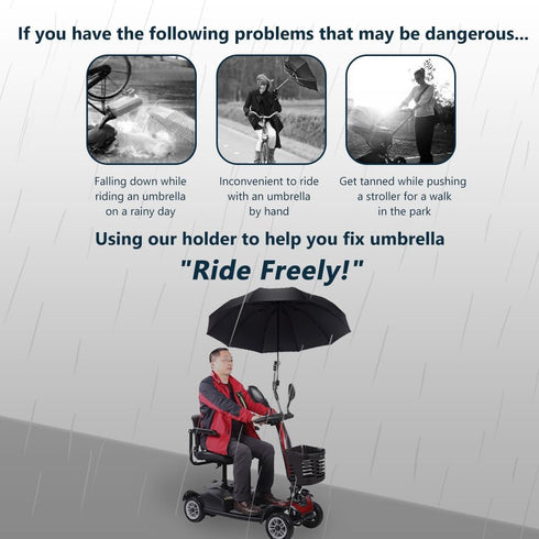 ?Sunshade Umbrella with Holder for Baby Stroller, Golf Cart, Bicycle - Eccentric Shaft Design, Fits for 0.78"-1.2" Handlebar...