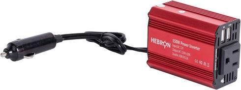Hebron 150w Car Power Inverter – Portable 12V DC to 110V AC Charger – Cigarette Lighter Adapter – 2 USB Ports and 1 US AC Outlet......