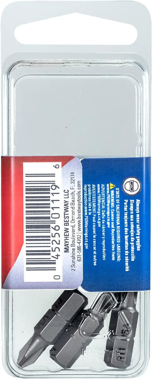 Mayhew Tools 18760-5 USA Phillips Pin Head Insert Bit, No. 1 x 1", 5-Pack...