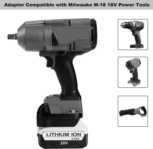 Adapter Compatible with Dewalt 20V Max Battery to Replacement for Milwaukee M18 18V Battery, DW18ML Adapter Compatible with Milwaukee 18V Cordless...