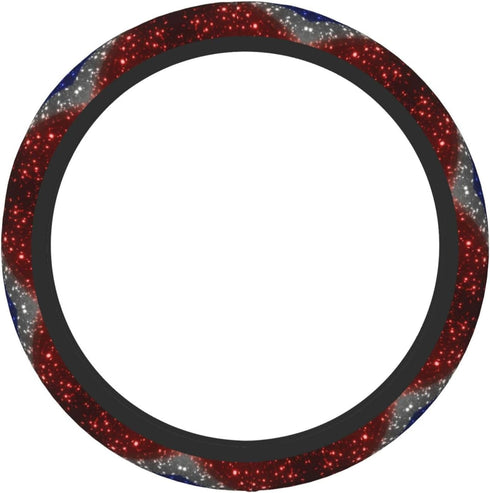 Red White and Blue Sparkle Steering Wheel Cover for Women Men Girls Car Accessories Decor Anti-Slip Neoprene Auto Steering Wheel Covers Protector ...