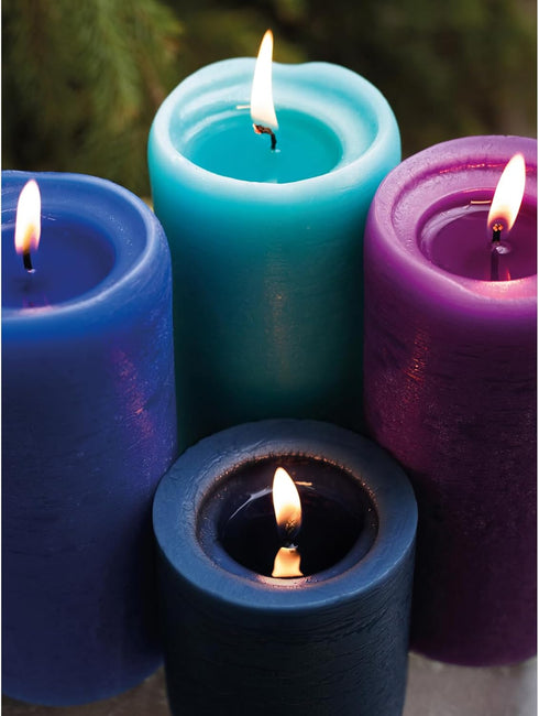 CANDWAX Large Pillar Candles 3x6 Inch – Set of 3 Unscented Dripless Dark Blue Candles, Rustic Finish for Weddings, Home Interior, Centerpieces...