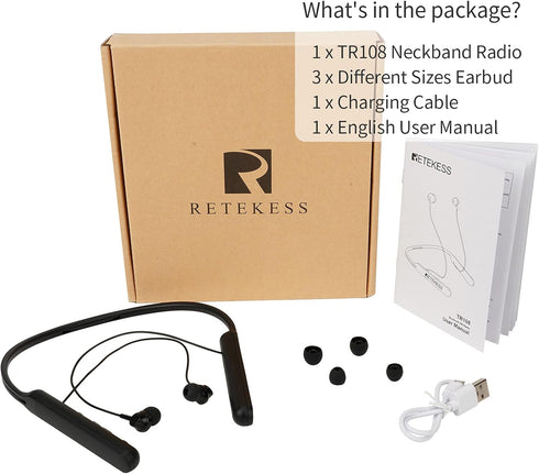 Retekess TR108 FM Radio Headphones, Radio Headset with Wireless, Support FM Stereo, Wireless Call, Rechargeable Battery and Digital Display, Suit ...