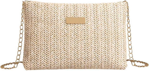 Verdusa Women's Summer Woven Handbags Square Crossbody Bag with Chain Strap...
