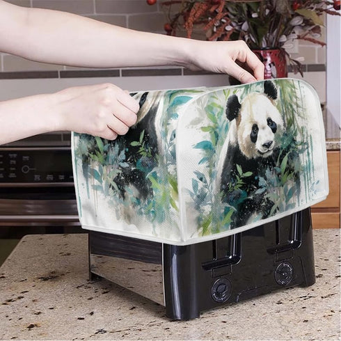 Toaster Cover 2 Slice Watercolor Panda Bamboo Dustproof Bakeware Protector Small Kitchen Appliance Dust Covers with Hang Loop (14x14")2PCS...