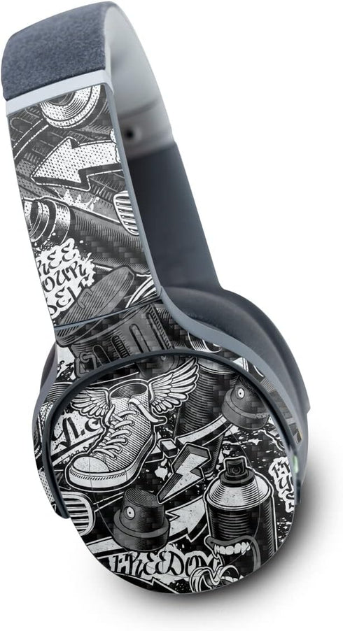 MightySkins Carbon Fiber Skin Compatible with Skullcandy Crusher Evo Wireless - Mono Hip Hop | Protective, Durable Textured Carbon Fiber Finish | ...