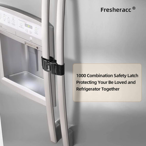 Fridge Freezer Refrigerator Cabinet Lock Latch, (2 Packs) Adjustable French Door Guard for Toddlers Children Kids Special Needs, No Drill No Screw...