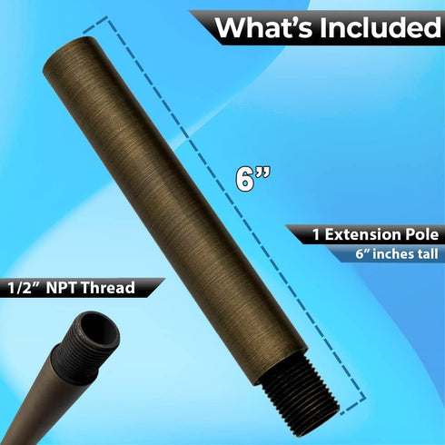 Landscape lighting Extension Pole - Brass Landscape Lighting Extension Riser to Make Spotlights and Pathway Outdoor Lights for Yard Taller, Lamp E...