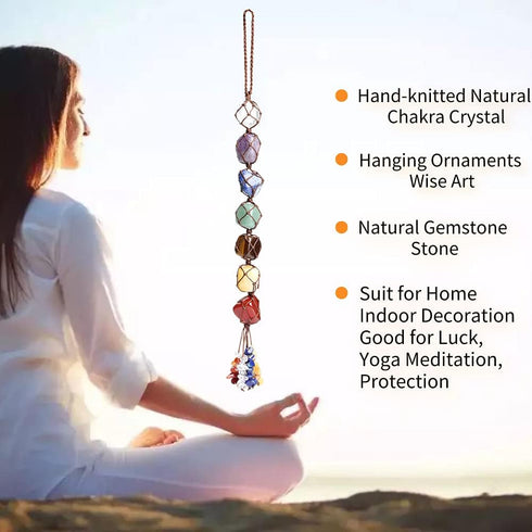 7 Chakra Gemstones Healing Feng Shui Crystals Window Car Decorations Hanging Ornament Dowsing Pendulum Good Luck Home Decoration for Reiki Yoga Me...