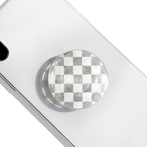 Trendy Checkerboard Phone Grip - Sleek, Expandable, Collapsible - Non-Slip, Durable, Universal Fit - Ideal for Style-Conscious Users (White)...