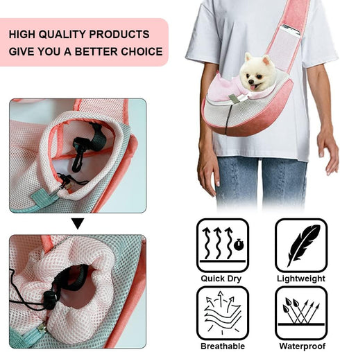 FEimaX Pet Dog Sling Carrier Puppy Pet Slings Bag for Small Dogs Cats Satchel Carriers Breathable Mesh Hand Free with Adjustable Strap Doggie Cros...