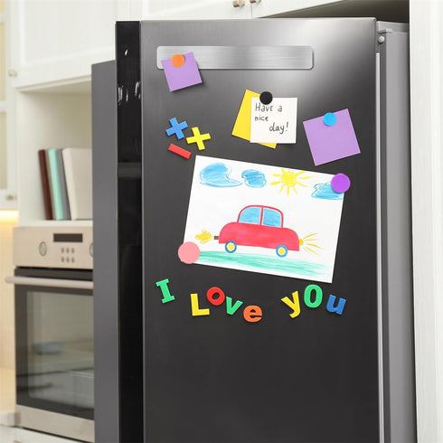 Magnetic Bulletin Strips 5PCS Self Adhesive Frameless Stainless Iron Bulletin Board Bar with 10 Magnetic Buttons for Memo Photo Notes Office Schoo...